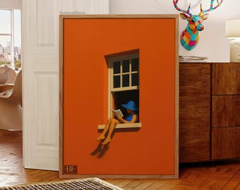 Funky Summer Reading Poster: Colorful Realism Book Lover Wall Art (Digital Download)