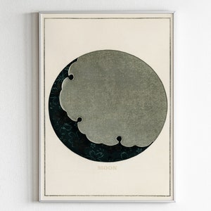 Vintage Monddruck, Karte, Druckkunst, Mond Wandkunst, Mond Malerei, Mond Druck, Mond Poster, Mond Kunstdruck, Japanischer Kunstdruck, Asiatische Kunst,