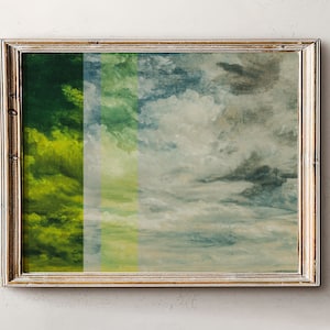 Surreal Landscape, Altered Clouds Print Downloadable Prints, Eclectic Wall Art Vintage Clouds Painting, Modern Art Print, Landscape Art