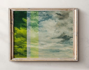 Surreal Cloudscape Art Print: Eclectic Vintage Landscape (Downloadable)