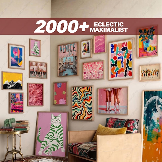 Maximalist Wall Art Set, Eclectic Trendy Posters, Printable Digital Art