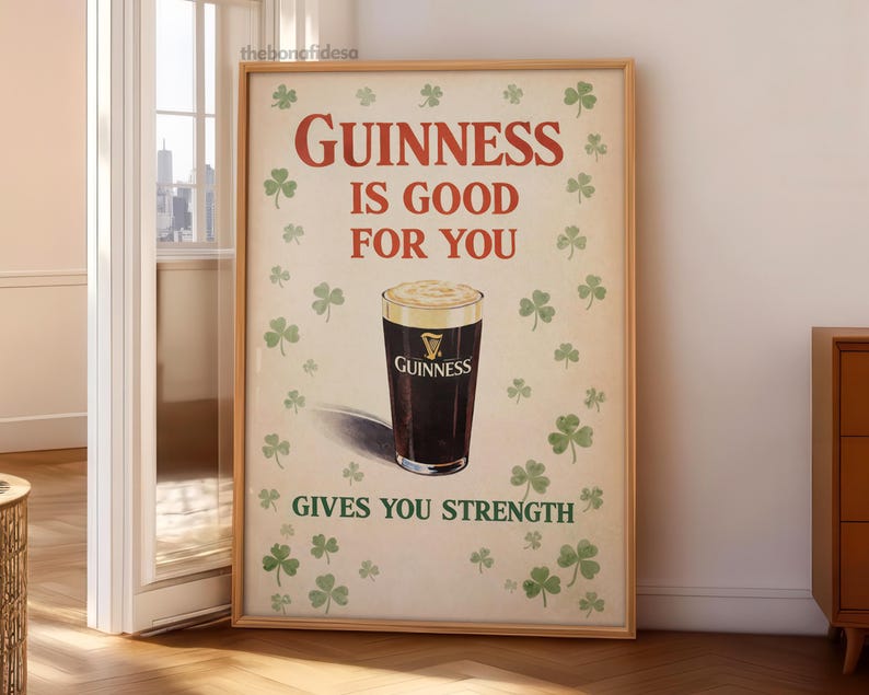 Guinness Art Print, Irish Beer Poster for Home Bar, Dublin Drinks Wall ...