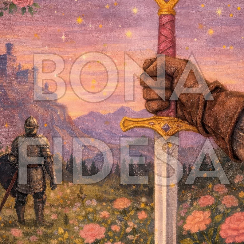 Fantasy Wall Art, Girly Book Lover Gift, Sword Art, Book Quote, Pink Print image 2