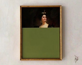 Aangepaste kunstportretafdruk, barokke rococostijl (digitale download)