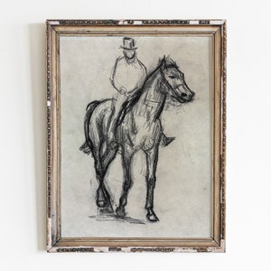 Charcoal Horse Drawing, Equestrian Decor, Printable Wall Art, Digital Download, Pencil Sketch, Equine Art ,Sketch Vintage Degas