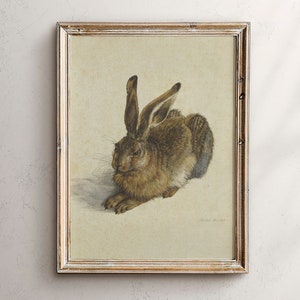 Vintage Rabbit Print, Hare Print, Easter Print Vintage Animal Art, Wild Hare, Rabbit Print, Bunny Art, Wild Animal Art, Farmhouse Wall Art