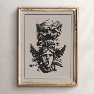 Medusa Head Mask Design, Digital Prints Architecture, Home Wall Decor Office, Housewarming Gift, Antique Poster Vintage