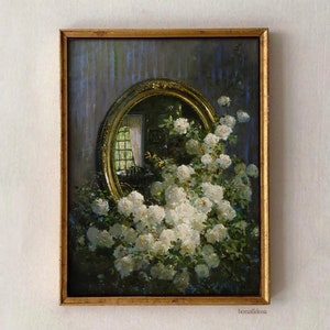 Vintage Floral Oil Painting Print: Moody Baroque Wall Art (Digital Download)
