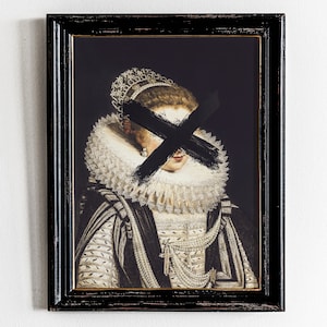 Moody Vintage Portrait,Victorian Wall Art,Vintage Oil Painting,Dark Portrait,Dark Academia Decor,Altered Art,Surreal Painting,Maximalist