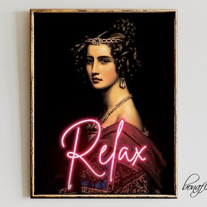 Alter Art Portrait, Room Decor Aesthetic, Retro Poster, Vintage Poster, Girly Wall Art, Hot Pink Decor, Preppy Wall Prints, Funky Art Prints