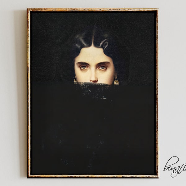 Moody Portrait, Dark Academia Decor, Altered Art Portrait, Woman Portrait, Victorian Aesthetic Art, Dark Wall Art Print, Printable Wall Art