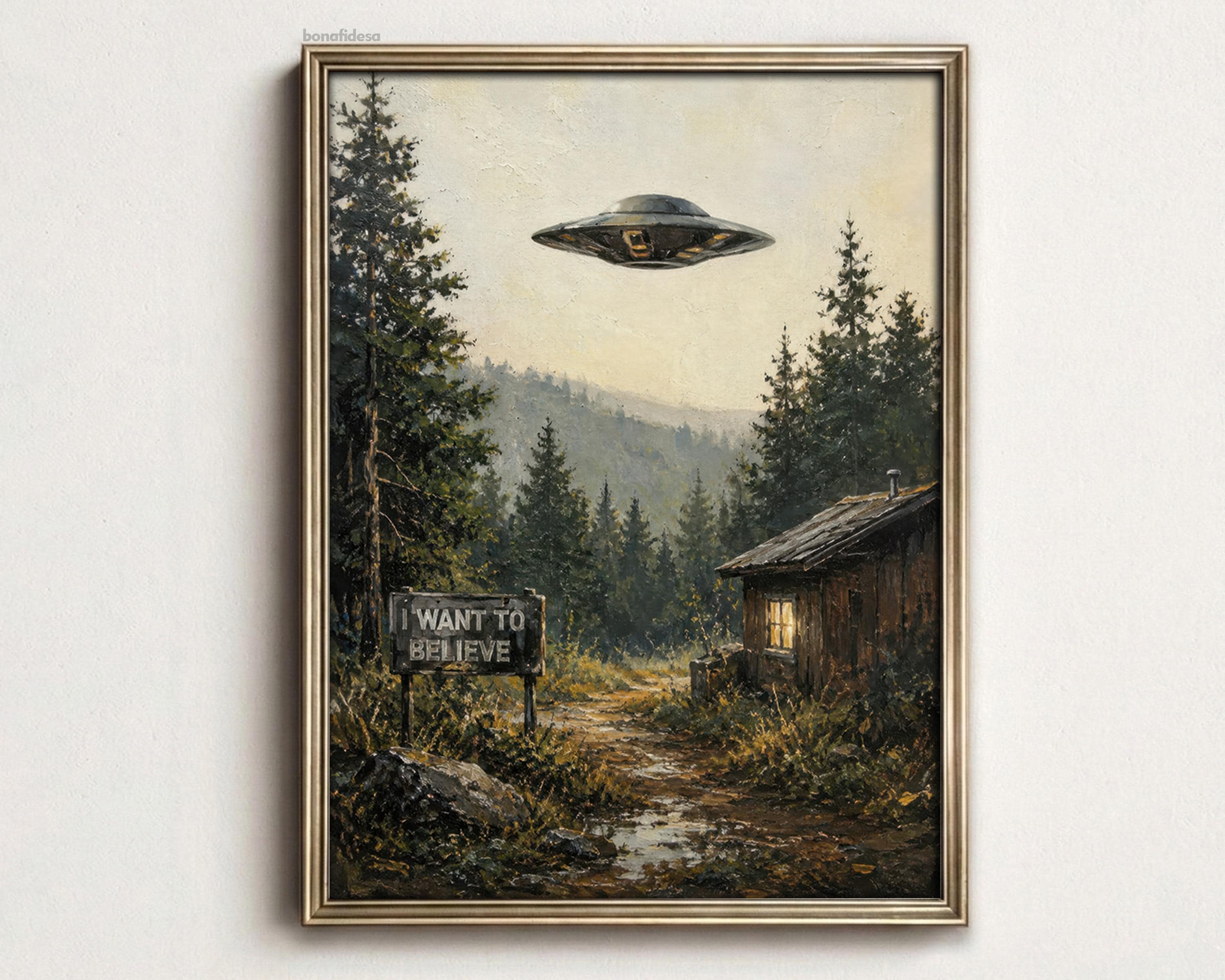 I Want to Believe Poster | X-files Sci-fi UFO Alien Wall Hanging