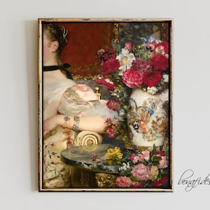 Art de retouche, art mural éclectique, portrait vintage, portrait de retouche, impression de peinture de retouche, décoration sombre, ensemble mural de galerie, peinture à l&#39;huile baroque antique