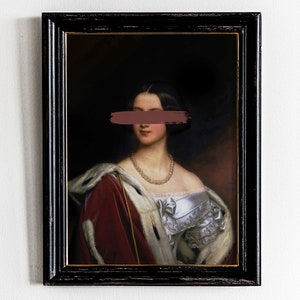 Dark Academia Vintage,Antique Oil Painting,Woman Altered Portrait,Digital,Printable Wall Art,Baroque Print,Victorian,Moody,Renaissance