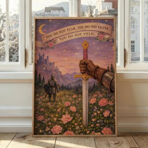 Fantasy Wall Art, Girly Book Lover Gift, Sword Art, Book Quote, Pink Print image 6