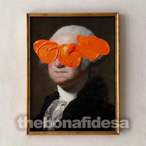 Funky Wandkunst, maximalistisches Dekor, lustige veränderte Kunst, schrullige Wandkunst, weibliche Wandkunst, verändertes Kunstporträt, eklektische Galeriewanddruck