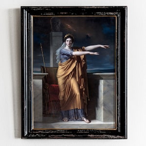 Ritratto dipinto a olio d'epoca, decorazione accademica oscura, decorazione massimalista, arte barocca, arte murale malinconica, arte alter, set di pareti per gallerie, stampabile