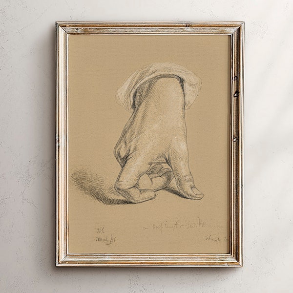Figure Study Drawing, Charcoal Drawing, Printable Sketch Art of Hand, Art Student Drawing, Downloadable Drawing Prints, Digital Download