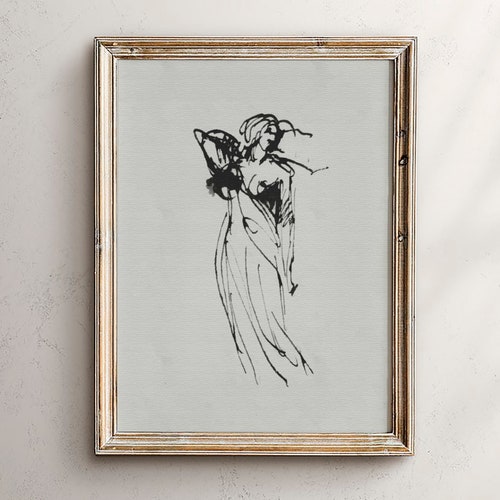 Sketch Art, Figure Art, Vintage Sketch, Vintage Art, Vintage Drawing, Sketch Print, Minimalist Wall Art, Abstract Line Art, Woman Drawing