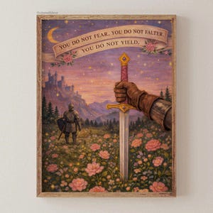 Fantasy Wall Art, Girly Book Lover Gift, Sword Art, Book Quote, Pink Print image 16
