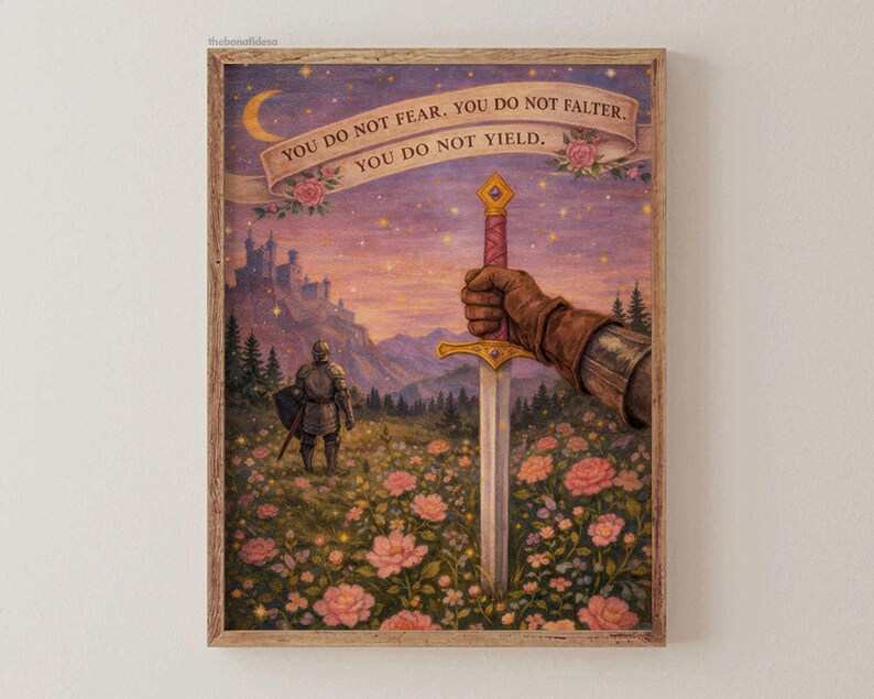 Fantasy Wall Art, Girly Book Lover Gift, Sword Art, Book Quote, Pink Print image 16