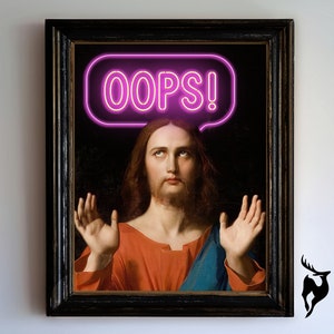 OOPS, Funny Printable Wall Art,Alter Art,Eclectic Wall Art,Vintage Portrait,Alter Portrait,Alter Painting Print,Moody Decor,Gallery Wall Set