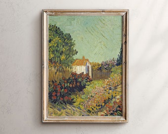 Cottage Garden Painting, Vintage French Farmhouse Decor (Printable Wall Art)