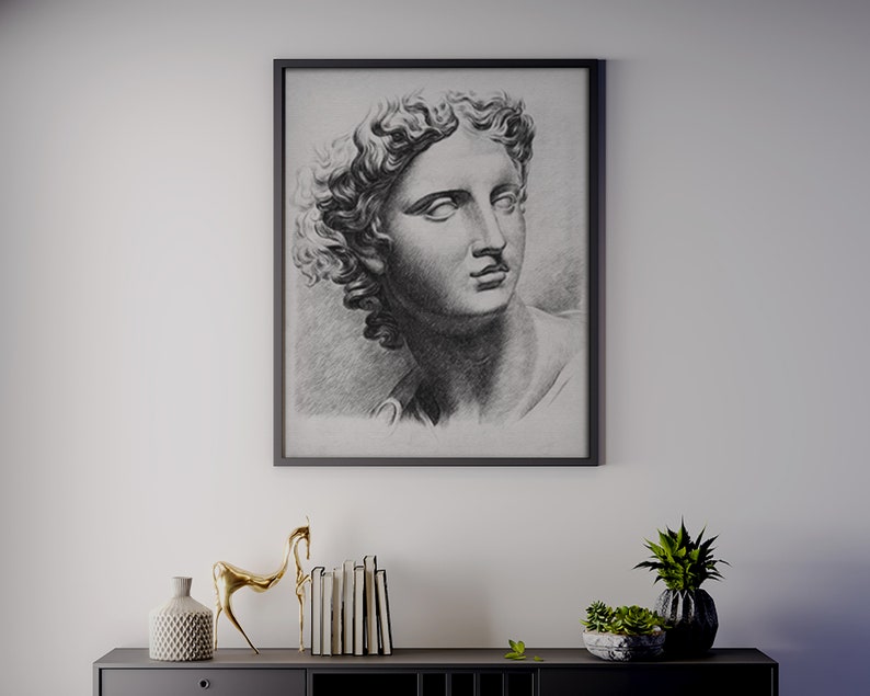 Figure Charcoal Drawing Printable Ancient Head Art Sculpture - Etsy