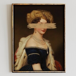Altered Art Vintage Portrait Painting, Eclectic Wall Art Print, Oil Painting, Eclectic Decor, Feminine Bedroom Artwork, Baroque,Contemporary