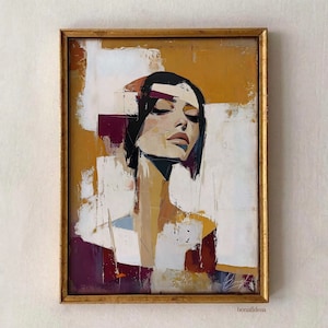 Large Abstract Lady Portrait Painting Woman Face Artwork Original Wall Art Figurative Canvas Art Woman Home Decor  |  Limited