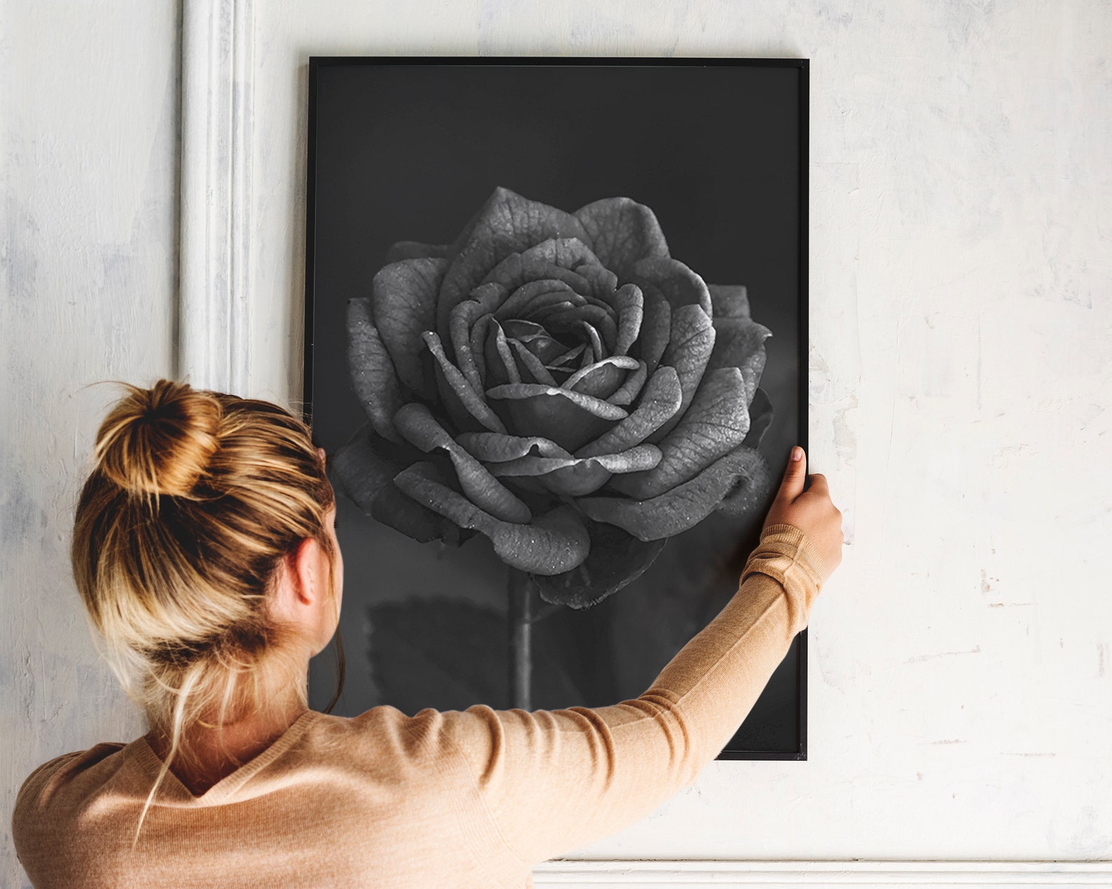 Black Rose Print Black Rose Wall Art Black Rose Wall Decor Etsy