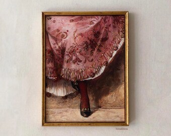 Barok rococo-detailolieverfschilderij, vintage kunstafdruk (digitale download)