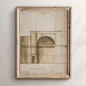 Bocetos arquitectónicos antiguos, impresiones arquitectónicas, arte lineal, dibujo a tinta, dibujo arquitectónico, dibujo antiguo, arte mural minimalista