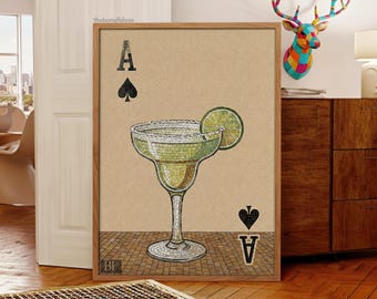 Ace Card Martini Digital Print Extra Dirty Mosaic Martini Cocktail Poster Minimalistic Bar Cart Decor Trendy Printable Gallery Wall Art