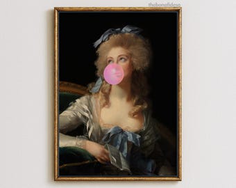 Bubble Gum Baroque Art Print, Eclectic Maximalist Decor (Digital Download)