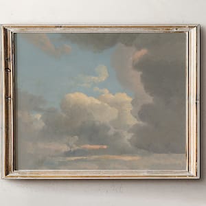 Clouds Vintage Painting, Landscape Painting, Apartment Aesthetic Art, Antique Art, Beautiful Sky, Cloudy Sky, Wall Decor, Printable Wall Art