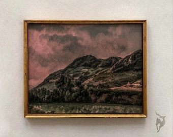 Vintage Landscape Oil Painting Print, Moody Maximalist Wall Art (Digital Download)