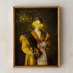 Maximalist Decor,Quirky Altered Art Portrait,Baroque Poster,Rococo Printable Wall Art,Eclectic Decor,Renaissance Print,Vintage Oil Painting