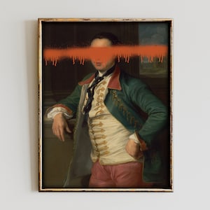 Art de retouche, art mural éclectique, portrait vintage, portrait de retouche, impression de peinture de retouche, décoration sombre, ensemble mural de galerie, peinture à l&#39;huile baroque antique