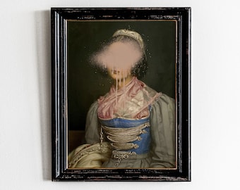 Altered Art Portrait Print, Eclectic Maximalist Decor (Downloadable)