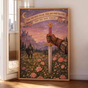 Fantasy Wall Art, Girly Book Lover Gift, Sword Art, Book Quote, Pink Print image 7