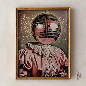 Funky Wall Art, Maximalist Decor, Funny Altered Art, Quirky Wall Art, Feminine Wall Art, Altered Art Portrait, Eclectic Gallery Wall Print
