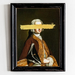 Funny Altered Art Portrait Print, Eclectic Wall Decor (Digital Download)