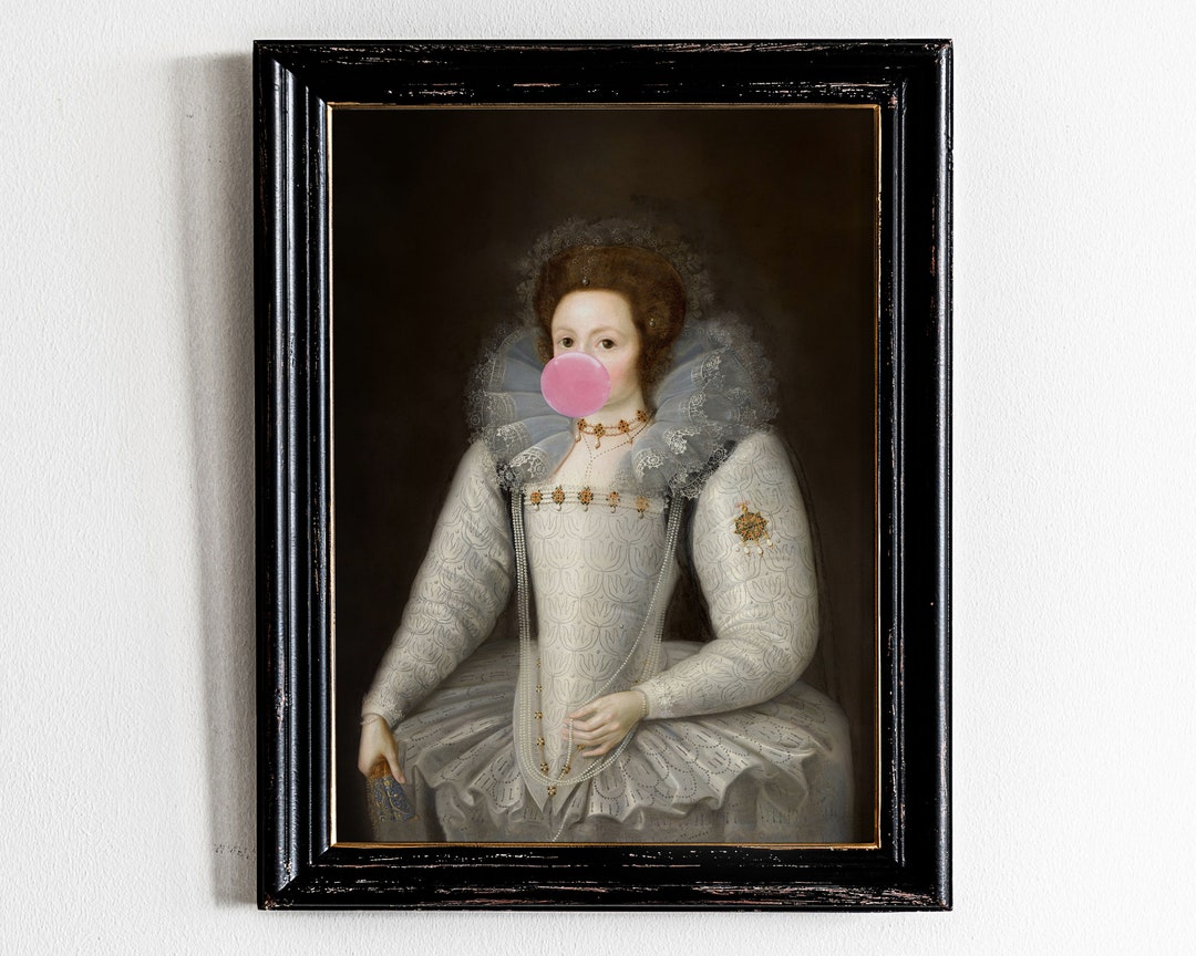 Bubblegum Portrait Funny Altered Art Rococo Decoreclectic - Etsy Australia