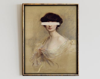 Altered Art Portrait, Eclectic Vintage Painting (Digital Download)