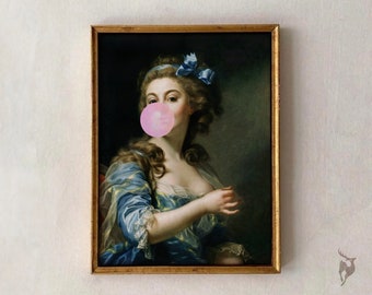 Bubblegum Baroque Altered Portrait Art Print (Digital Download)