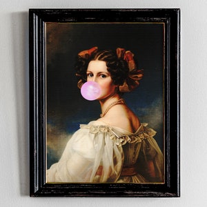 Funky Wall Art, Maximalist Decor, Funny Altered Art, Quirky Wall Art, Feminine Wall Art, Altered Art Portrait, Eclectic Gallery Wall Print
