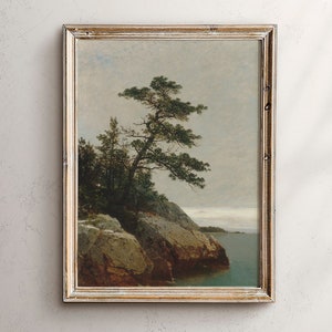 Vintage Tree Painting, Antique Oil Painting, Landscape Art, Tree Print, Vintage Print, Country Landscape Painting, Farmhouse Wall Art