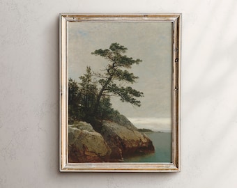 Antique Tree Oil Painting, Vintage Landscape Art (Digital Download)