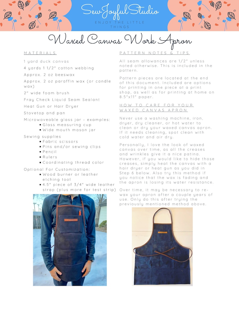 DIY Waxed Canvas Apron Pattern – Woodworking Shop Apron (PDF) image 4